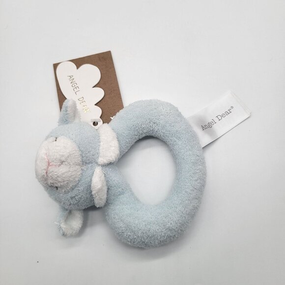 ANGEL DEAR Ring Rattle Baby Soft Blue Lamb Sheep NWT - Picture 2 of 7
